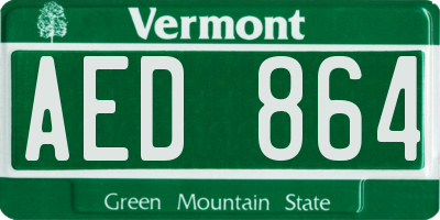 VT license plate AED864