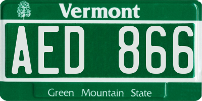 VT license plate AED866