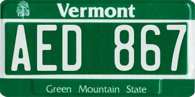VT license plate AED867