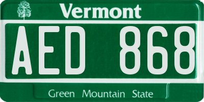 VT license plate AED868