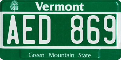 VT license plate AED869