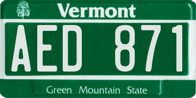 VT license plate AED871
