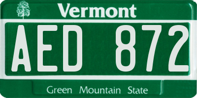 VT license plate AED872