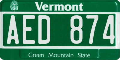 VT license plate AED874