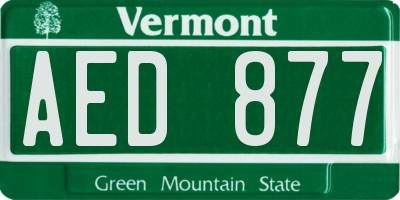 VT license plate AED877