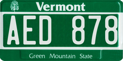 VT license plate AED878