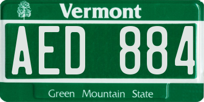 VT license plate AED884