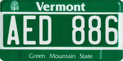 VT license plate AED886
