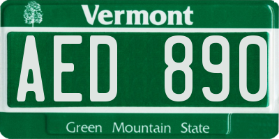 VT license plate AED890