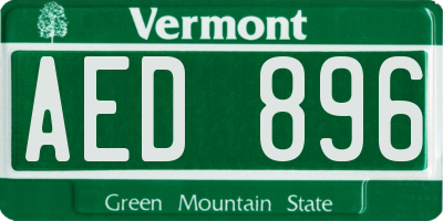 VT license plate AED896