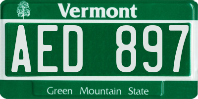 VT license plate AED897