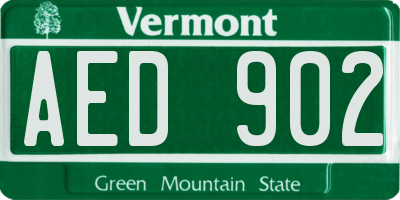 VT license plate AED902