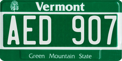VT license plate AED907