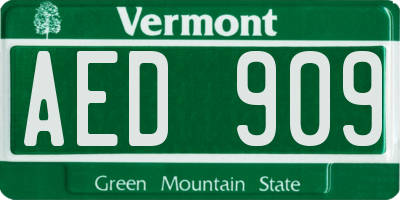 VT license plate AED909