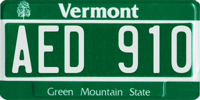 VT license plate AED910