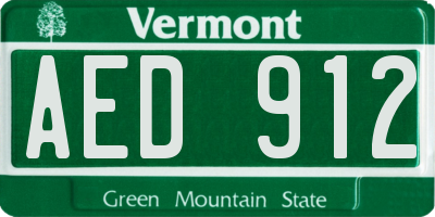 VT license plate AED912