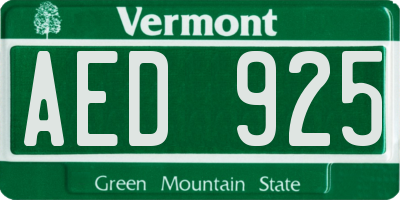 VT license plate AED925