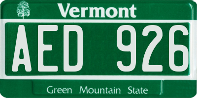 VT license plate AED926