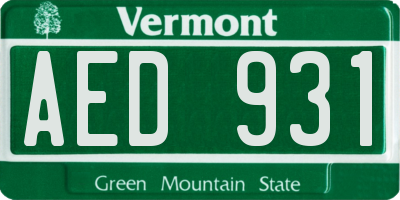 VT license plate AED931