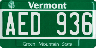 VT license plate AED936