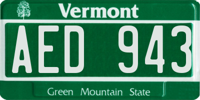 VT license plate AED943