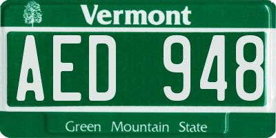 VT license plate AED948