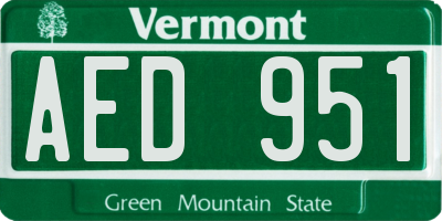 VT license plate AED951