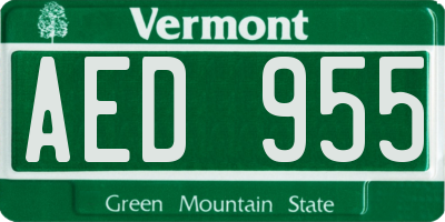 VT license plate AED955