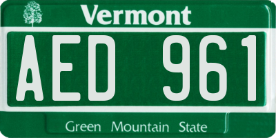 VT license plate AED961
