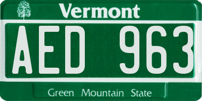 VT license plate AED963