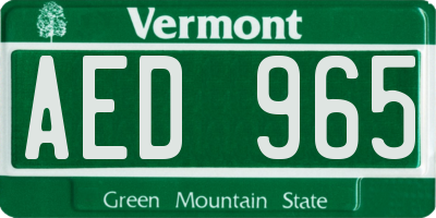 VT license plate AED965