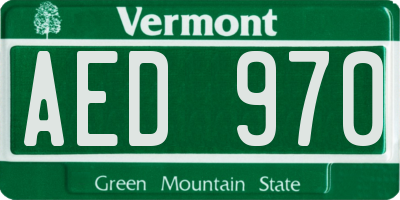 VT license plate AED970