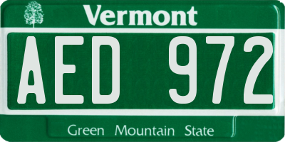 VT license plate AED972