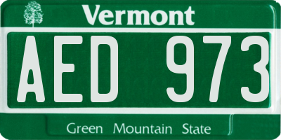VT license plate AED973