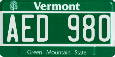 VT license plate AED980