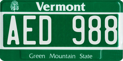 VT license plate AED988