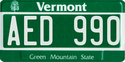 VT license plate AED990