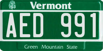 VT license plate AED991