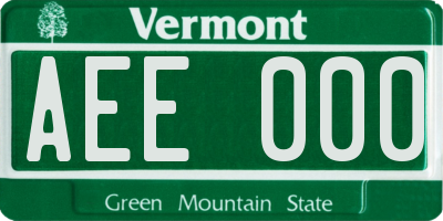 VT license plate AEE000
