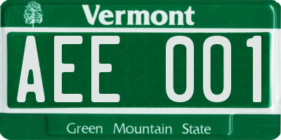VT license plate AEE001