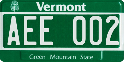 VT license plate AEE002