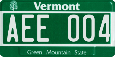 VT license plate AEE004