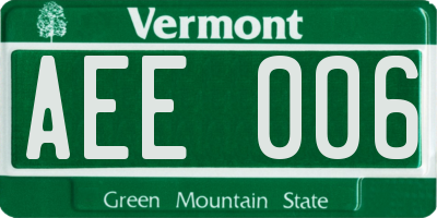 VT license plate AEE006