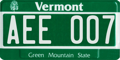 VT license plate AEE007