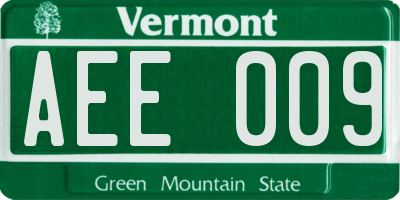 VT license plate AEE009