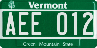 VT license plate AEE012