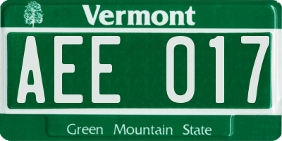 VT license plate AEE017