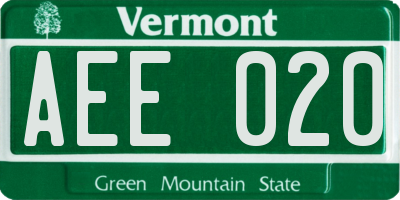 VT license plate AEE020
