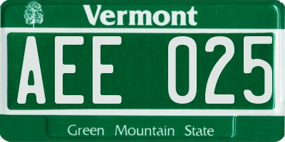 VT license plate AEE025
