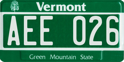 VT license plate AEE026